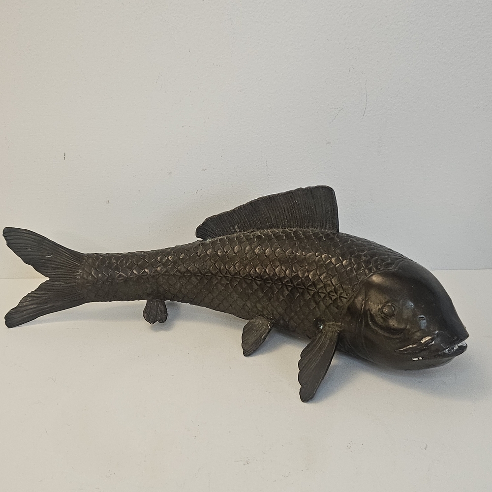 Vintage Bronze Koi fish Ornamental sculpture Carp Figurine Japanese Okimono